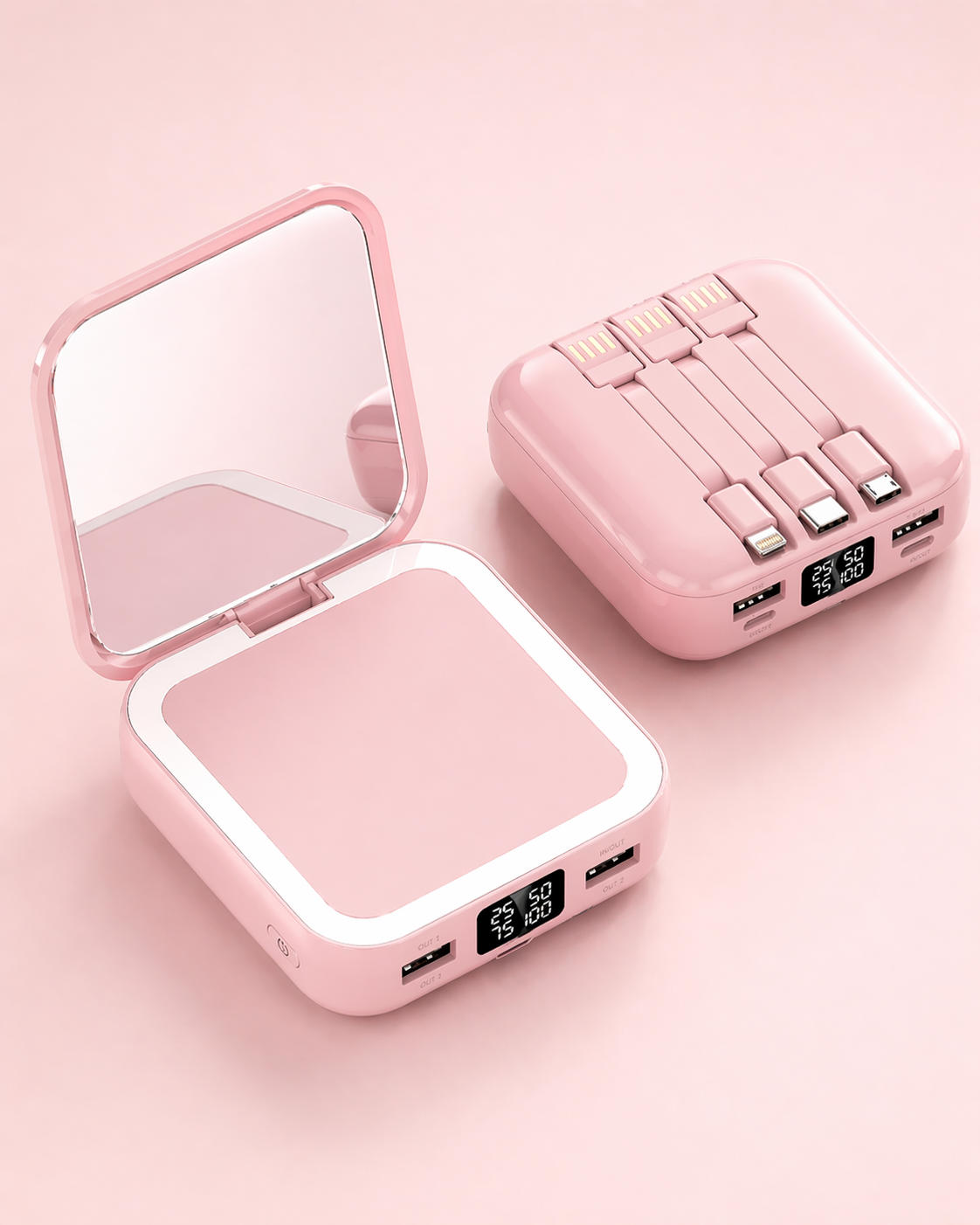 CherryVow™ Portable LED Mirror Power Bank