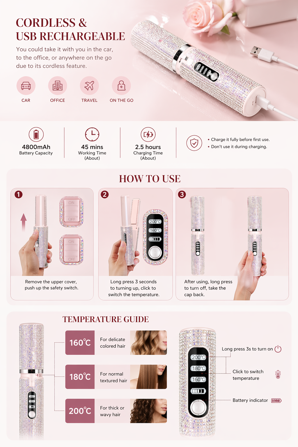 CherryVow™ Cordless Hair Straightener